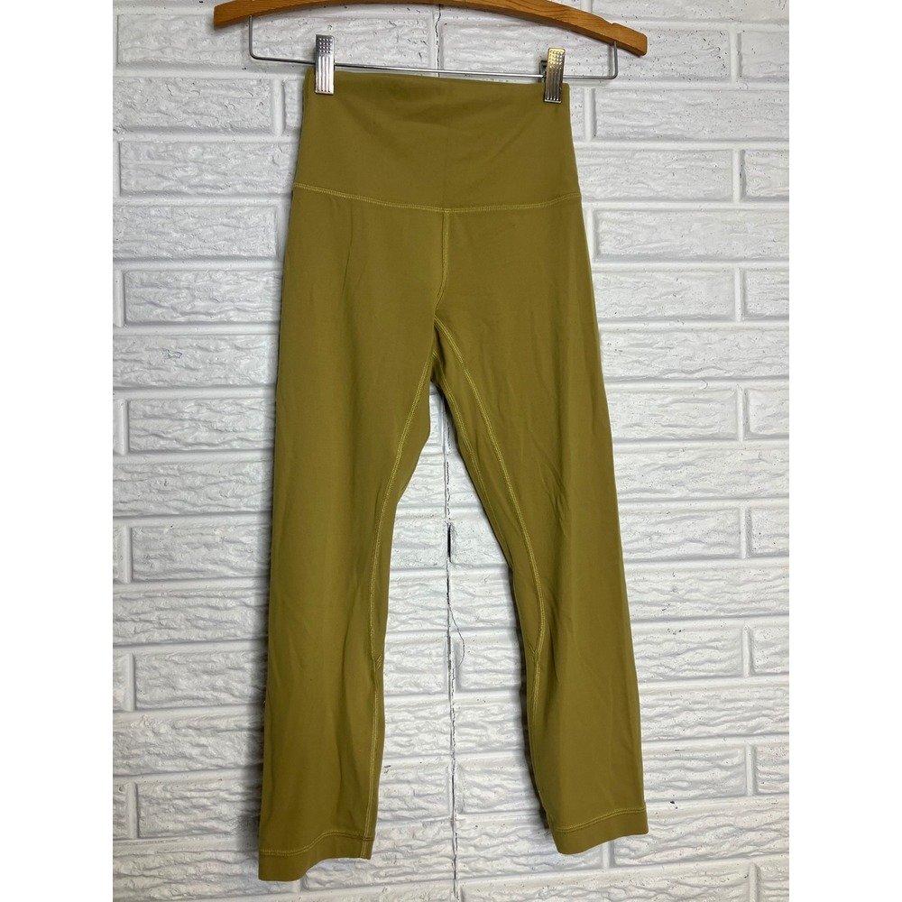 Lululemon Align HR Crop 21" Womens 2 Bronze Green‎ Excellent Nulu Yoga Leggings